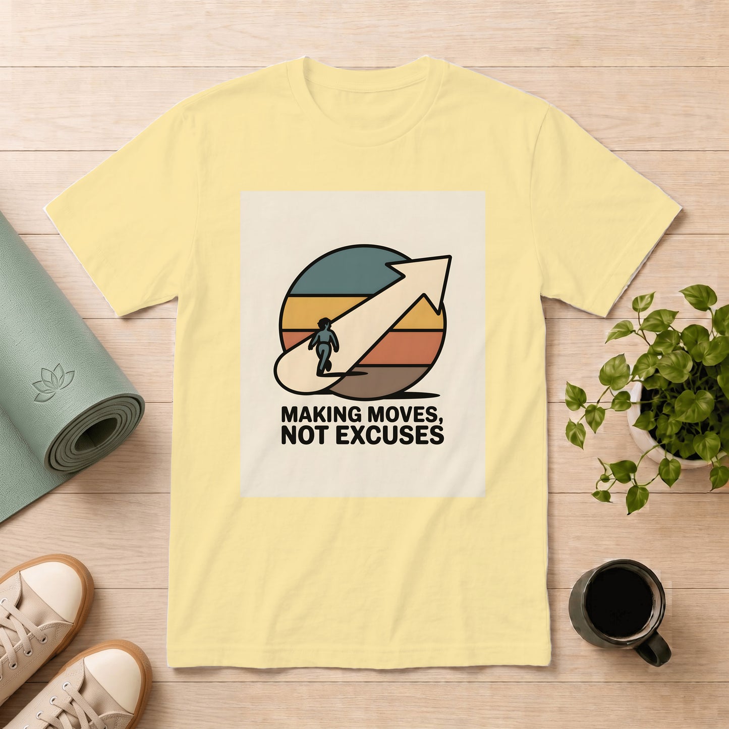 Making Moves Not Excuses T-Shirt — Motivational Retro Arrow Graphic Tee