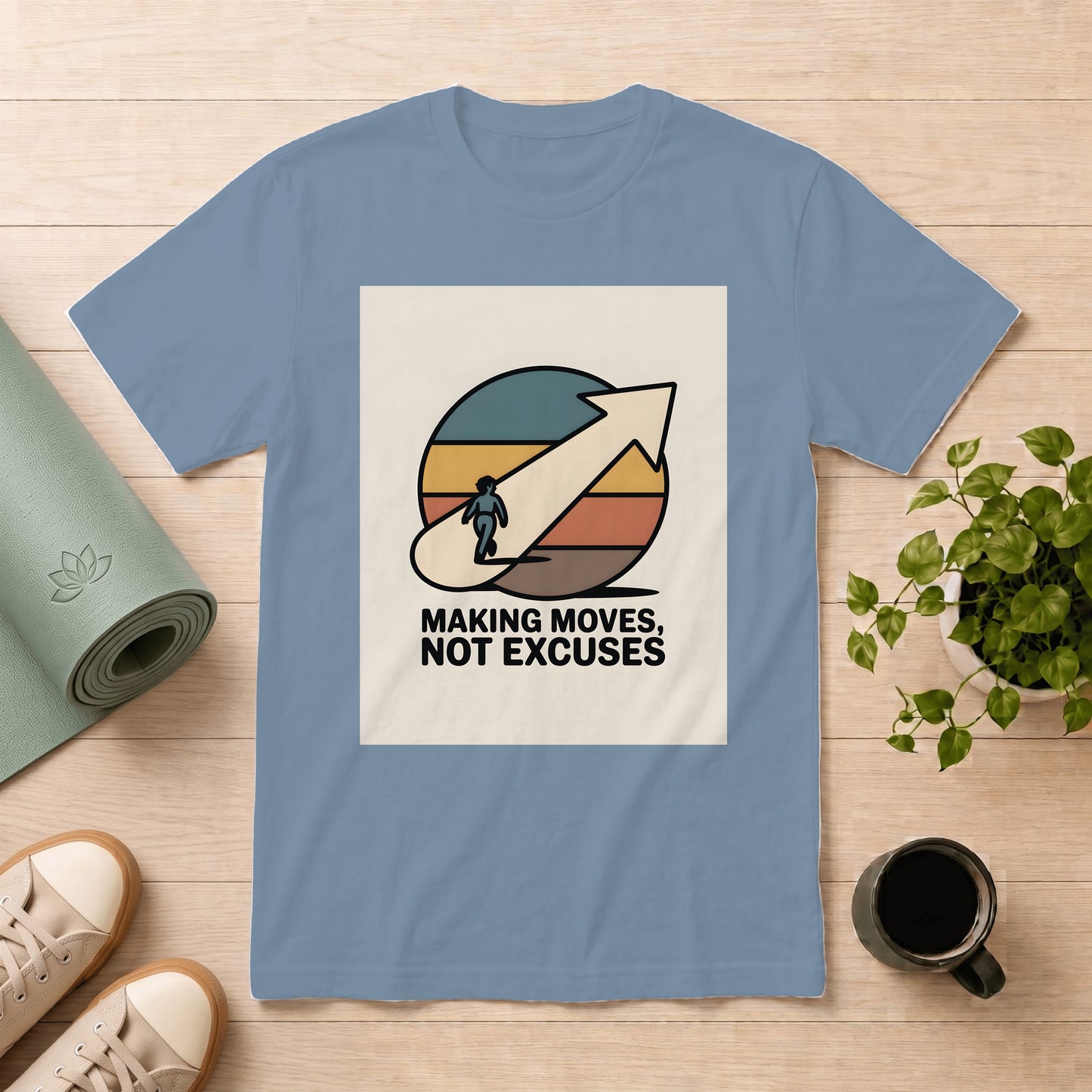 Making Moves Not Excuses T-Shirt — Motivational Retro Arrow Graphic Tee