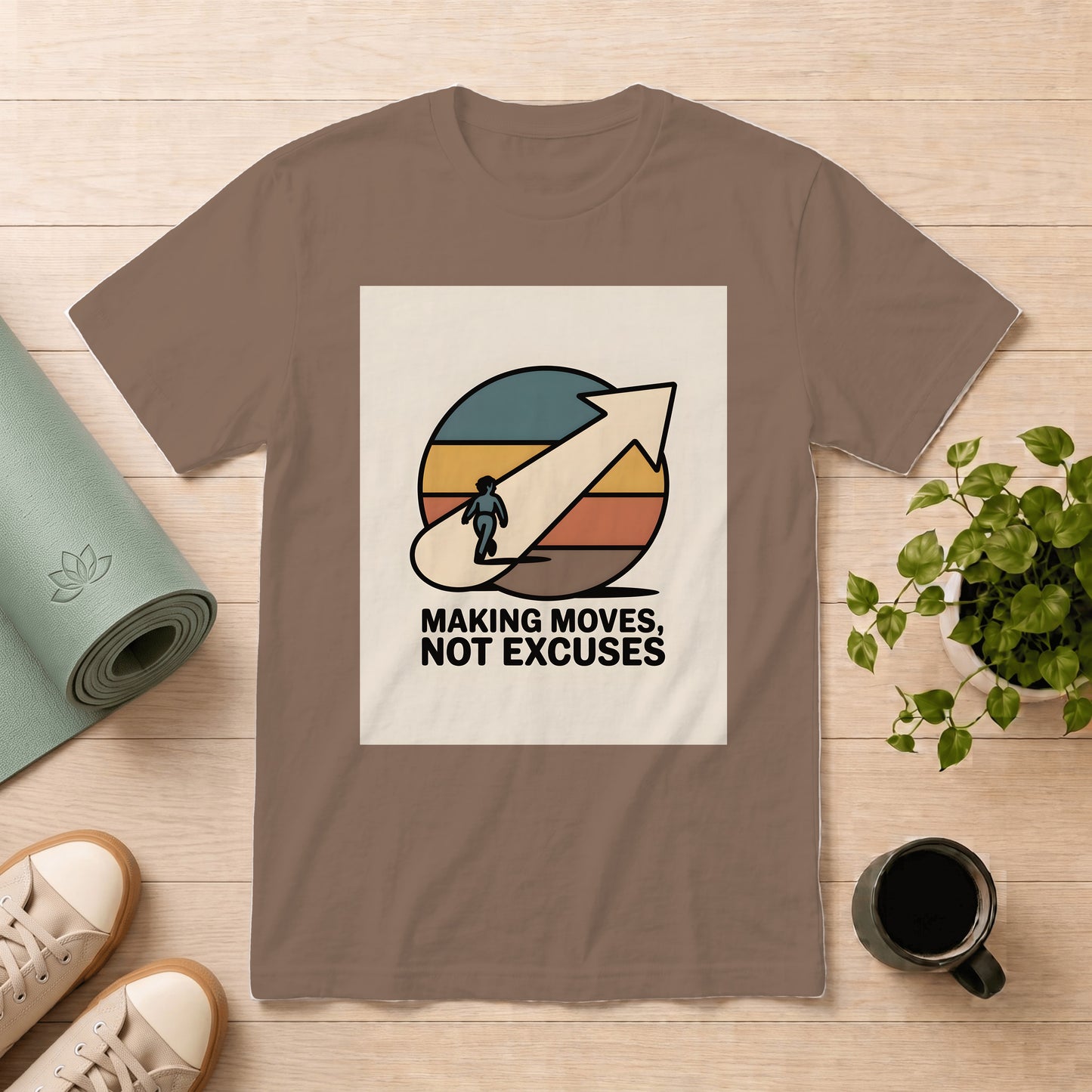 Making Moves Not Excuses T-Shirt — Motivational Retro Arrow Graphic Tee