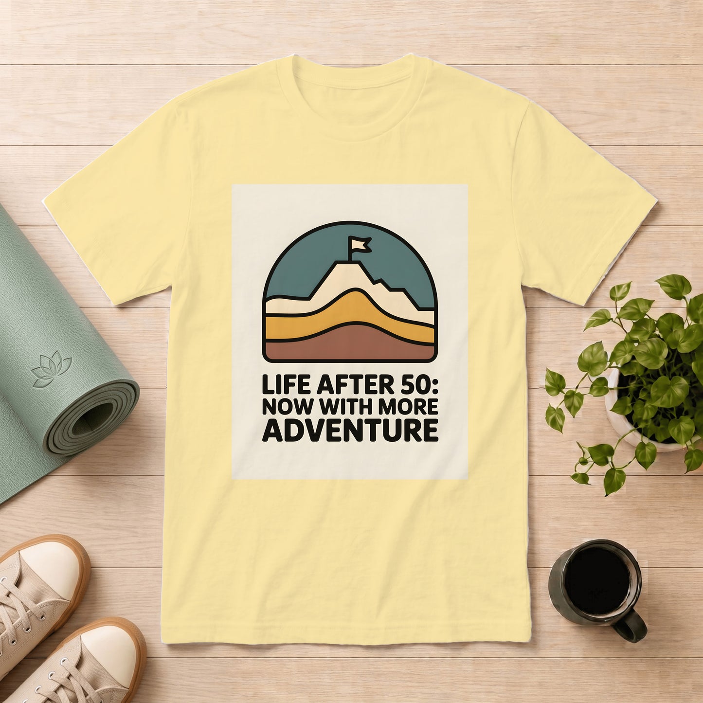Adventure After 50 T‑Shirt — "Life After 50: Now With More Adventure" Retro Mountain Tee