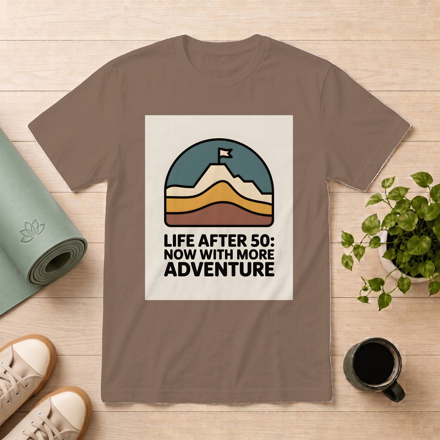 Adventure After 50 T‑Shirt — "Life After 50: Now With More Adventure" Retro Mountain Tee