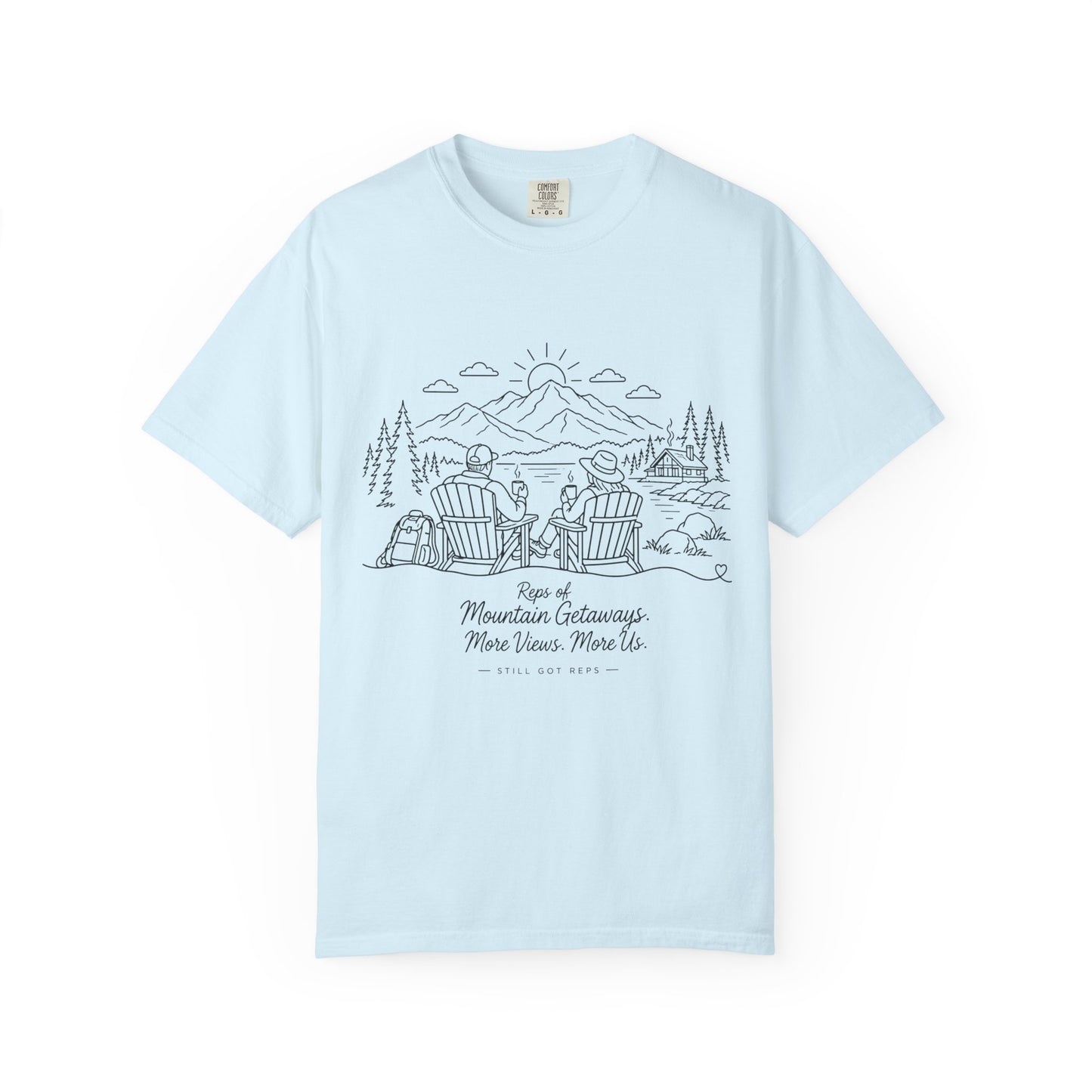 Mountain Getaway T-Shirt — 'Views of Mountain Challenge: More Views, More Life' Scenic Camp Shirt