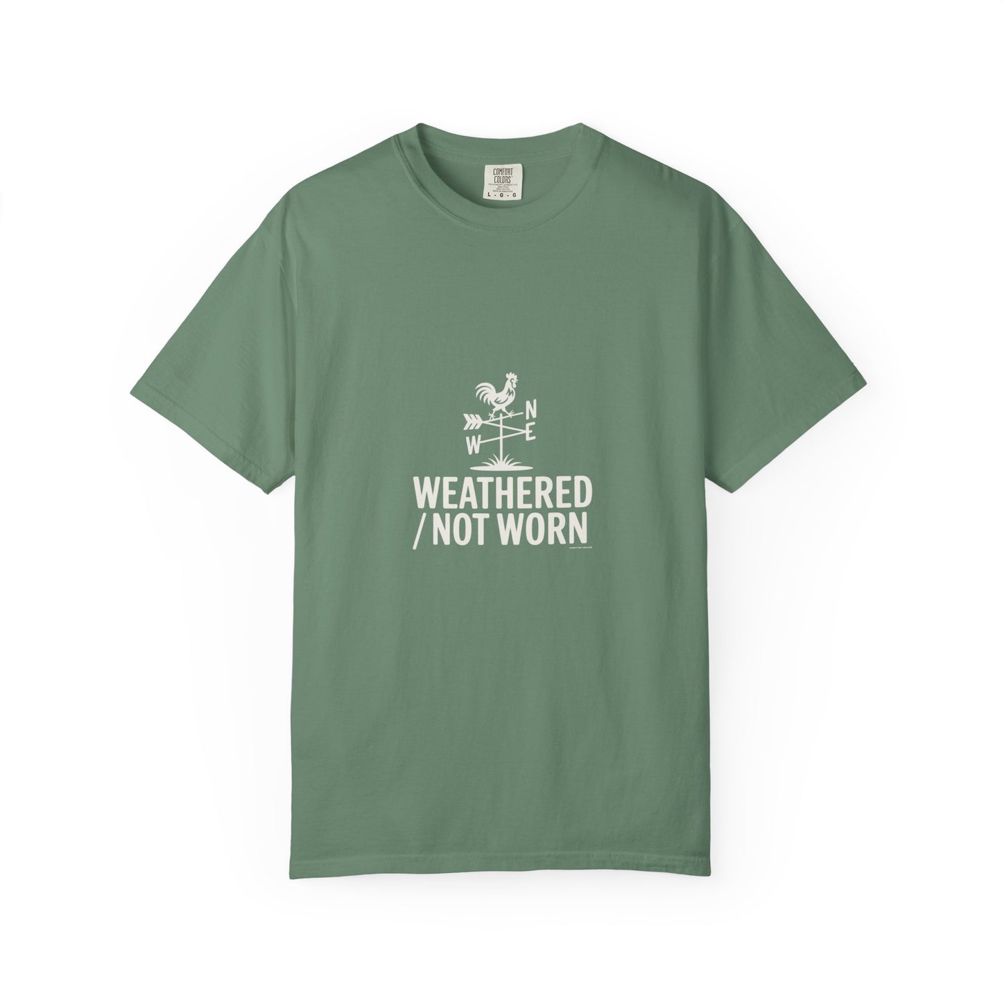 Weathered Not Worn T-Shirt — Vintage Compass Rooster Graphic
