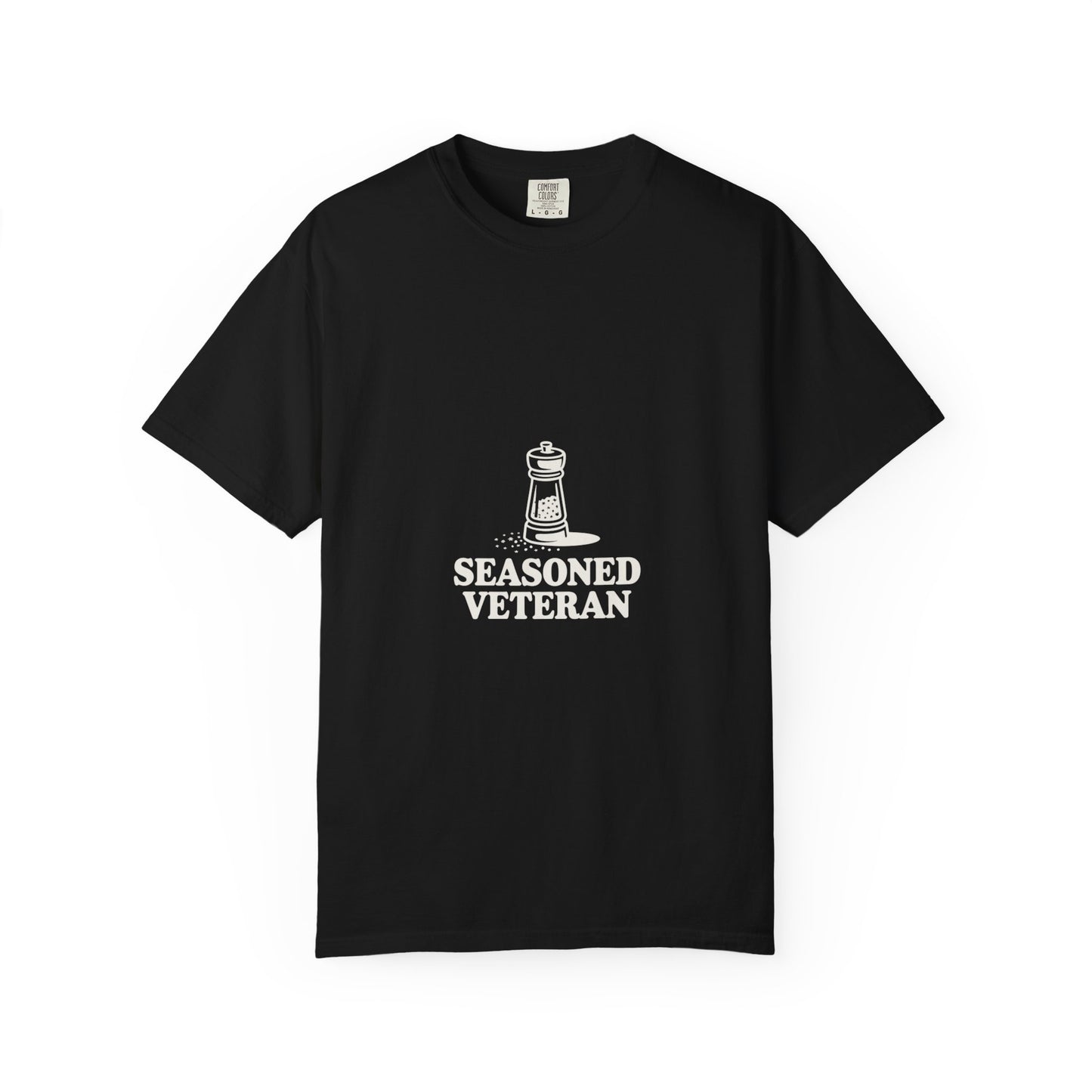Seasoned Veteran T-Shirt — Military Pride Graphic Tee with Salt Shaker Design