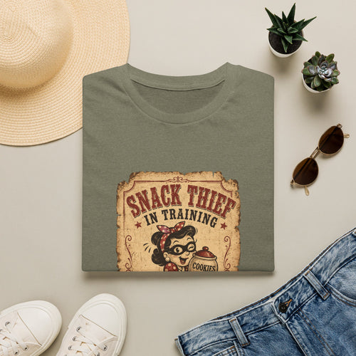 Snack Thief T-Shirt — Funny Retro Cookie Lover Tee ("Snack Thief in Training")