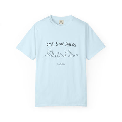 Adventure Series, T-Shirt — "Fast. Slow. Still Go." Minimal Runner Sketch Tee
