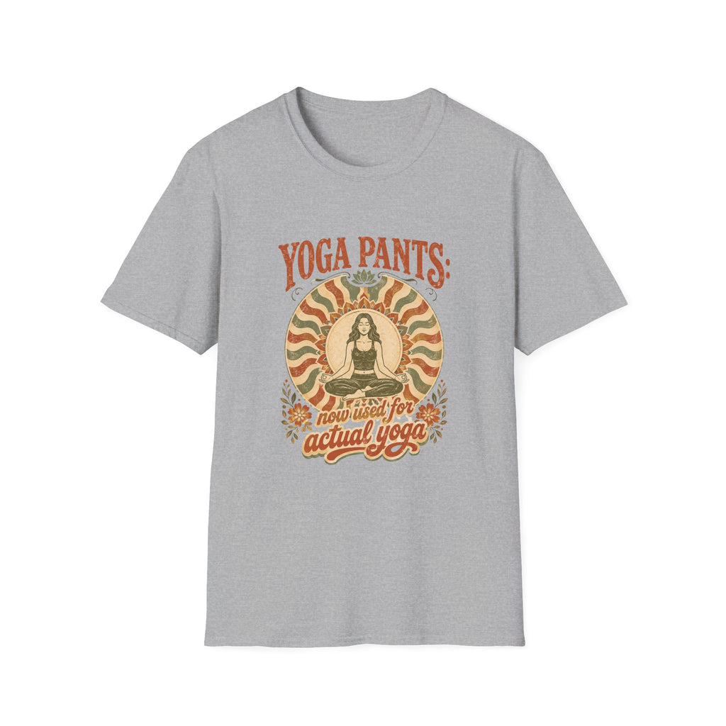 T-Shirt — "Yoga Pants: Now with Actual Yoga" Retro Boho Yoga Tee