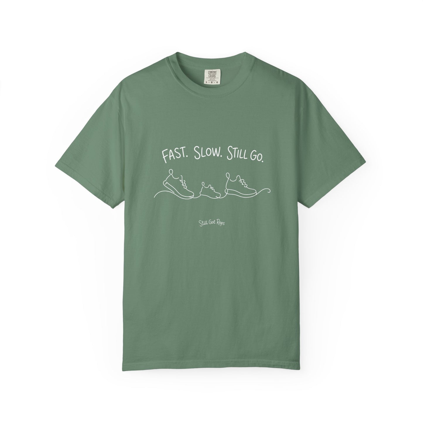 Adventure Series, T-Shirt — "Fast. Slow. Still Go." Minimal Runner Sketch Tee