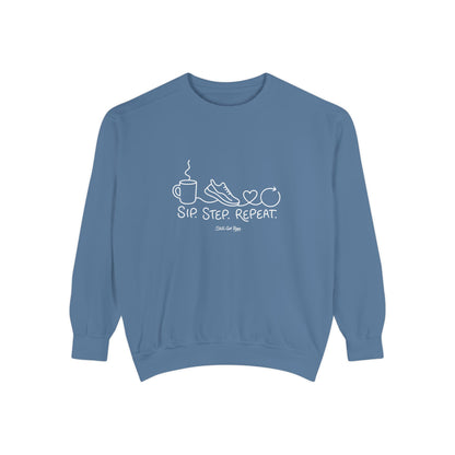 Lifestyle Wellness Pullover | Sip Step Repeat Graphic Sweatshirt | Daily Step Top