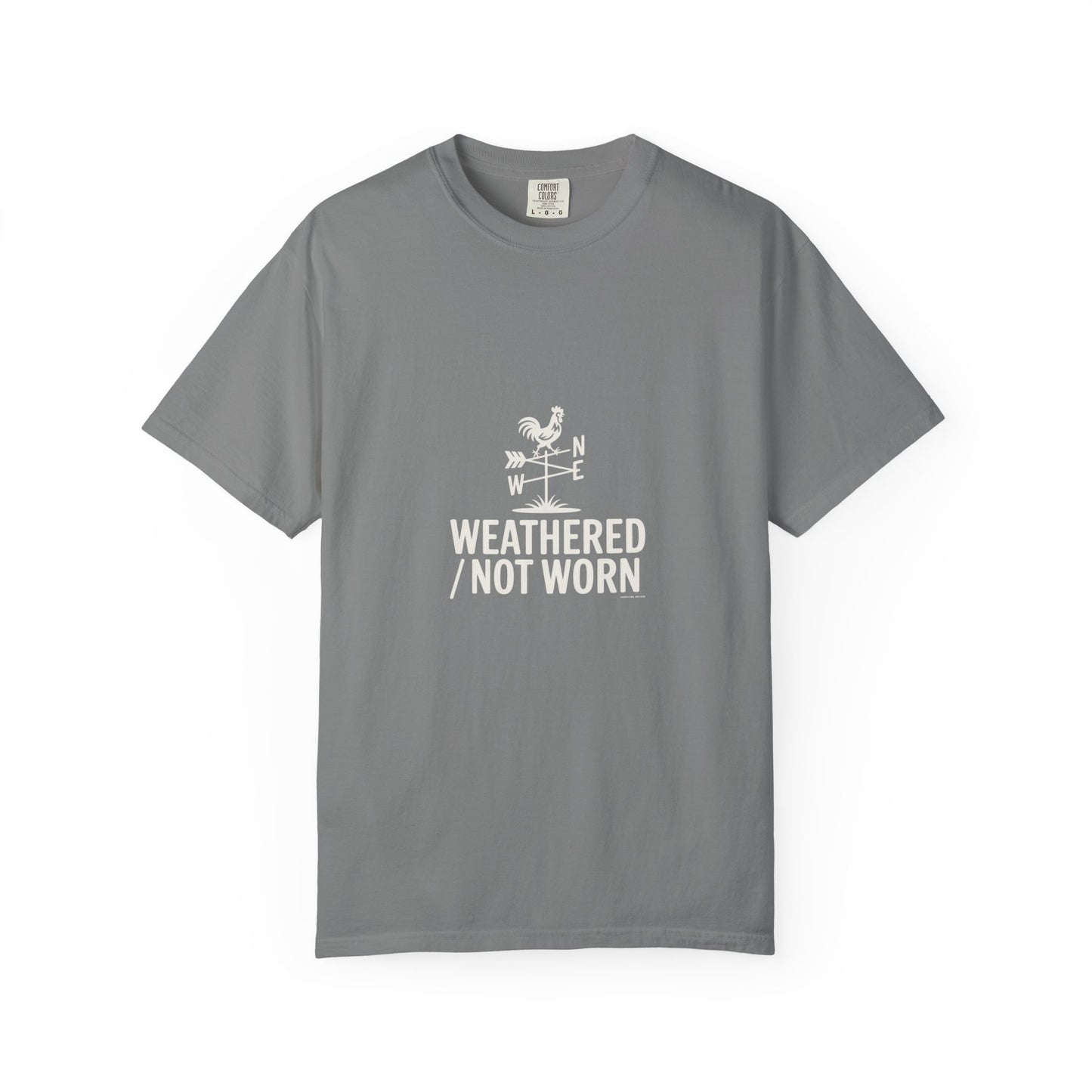 Weathered Not Worn T-Shirt — Vintage Compass Rooster Graphic