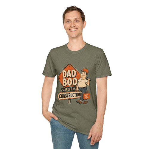 Dad Bod T-Shirt — 'Dad Bod Under Construction' Vintage Construction Worker Tee