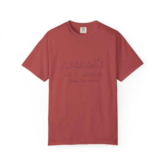 Sketchy Beach Scene T-Shirt — "Together in the Sand" Minimal Graphic Tee