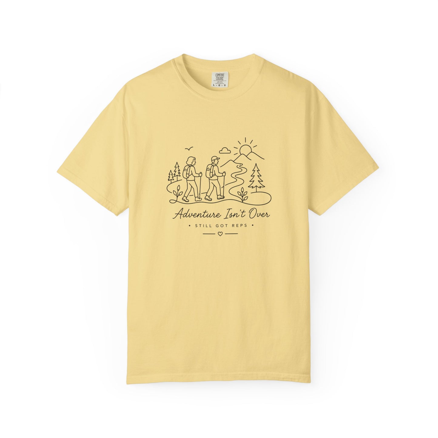 Adventure Series, "Adventure Isn’t Over T-shirt' — Minimal Hiking Outdoor Graphic Tee