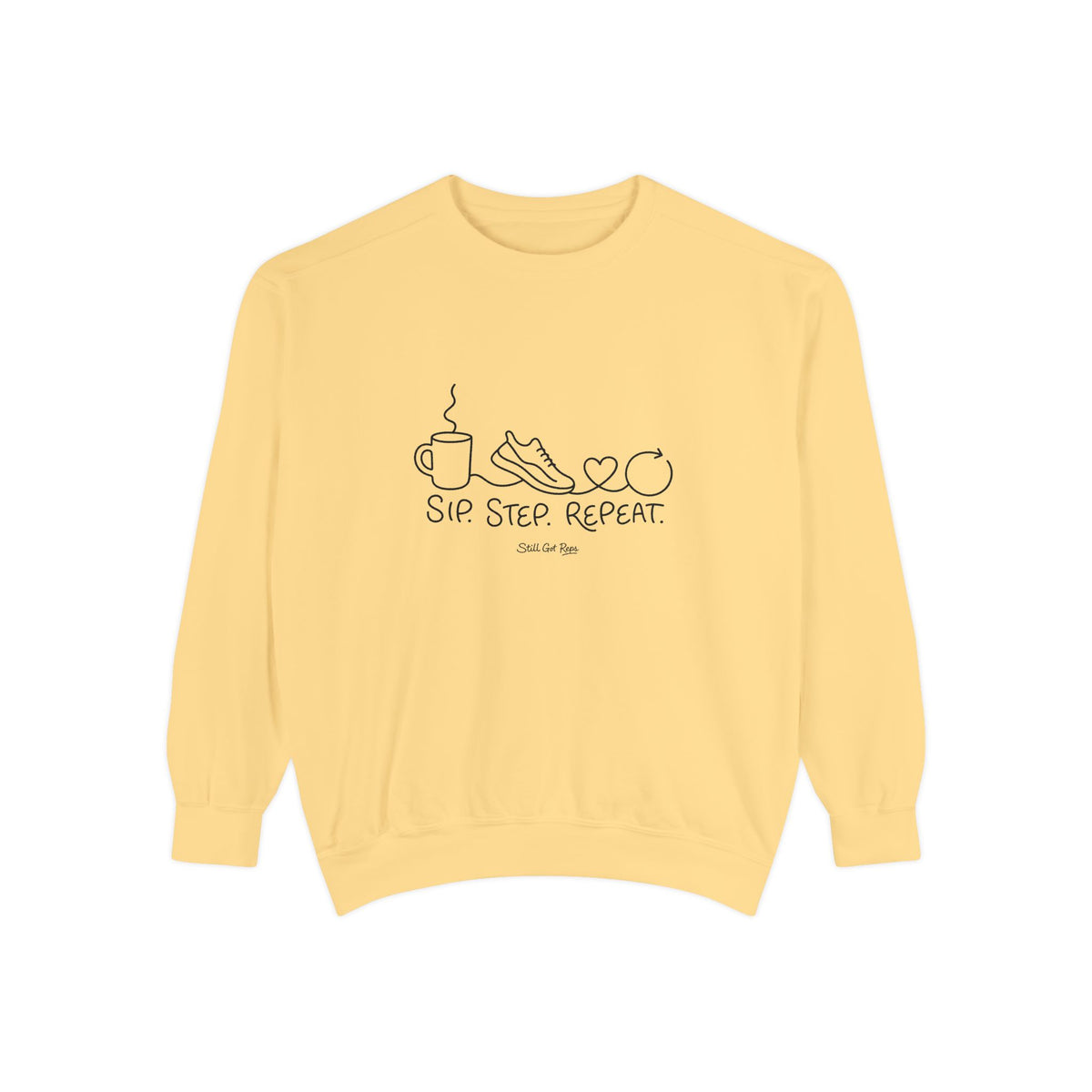 Lifestyle Wellness Pullover | Sip Step Repeat Graphic Sweatshirt | Daily Step Top