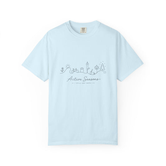 Active Seasons T-Shirt — Minimal Line Art Seasonal Graphic Tee