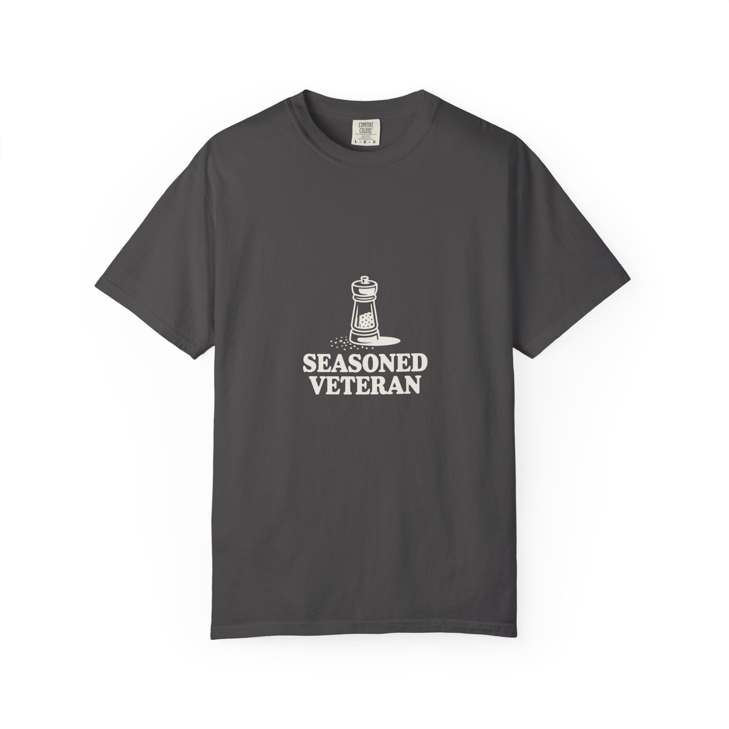 Seasoned Veteran T-Shirt — Military Pride Graphic Tee with Salt Shaker Design