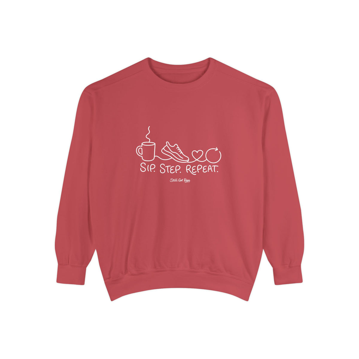 Lifestyle Wellness Pullover | Sip Step Repeat Graphic Sweatshirt | Daily Step Top