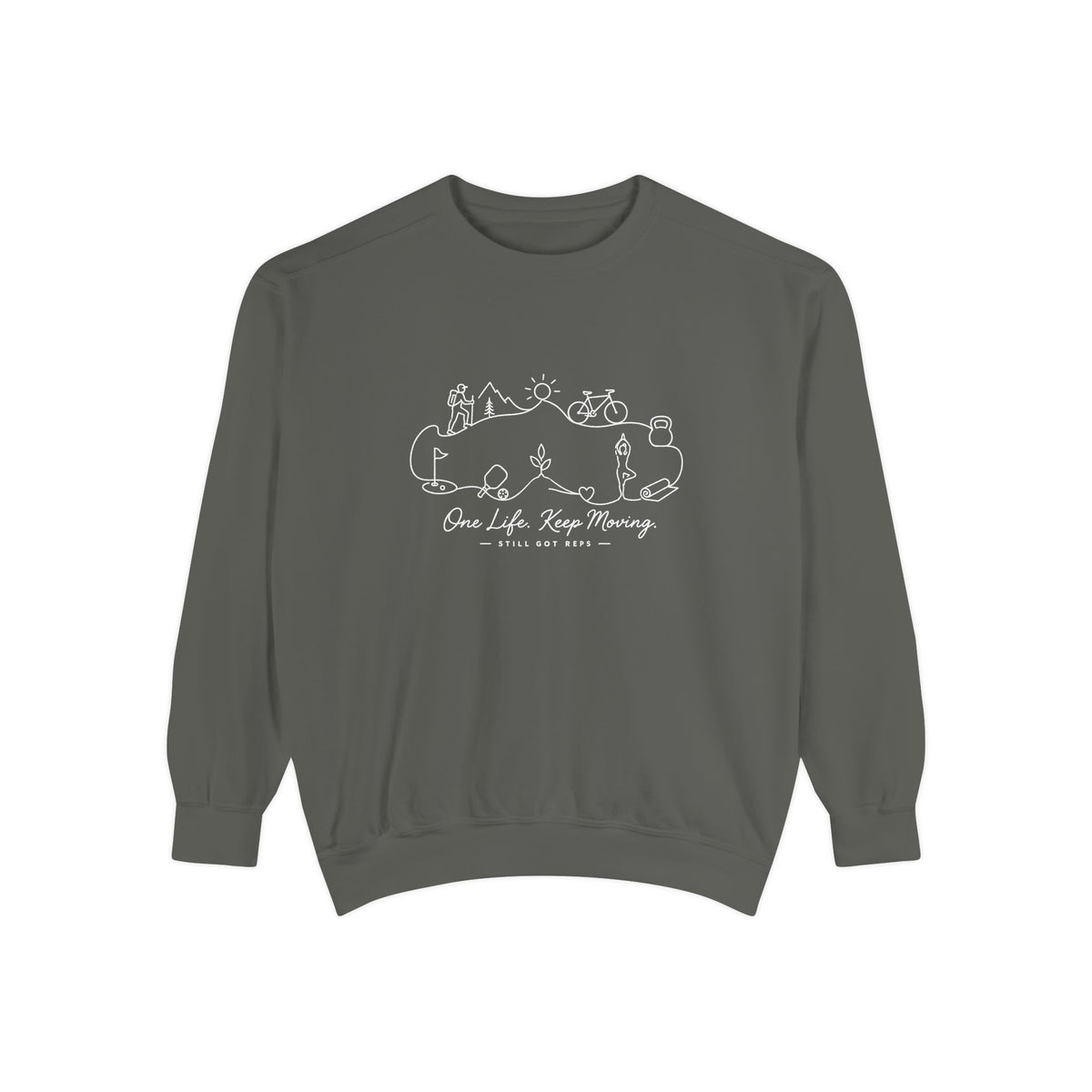 Inspirational Heritage Pullover | One Life Keep Moving Graphic Sweatshirt | Active Lifestyle Top