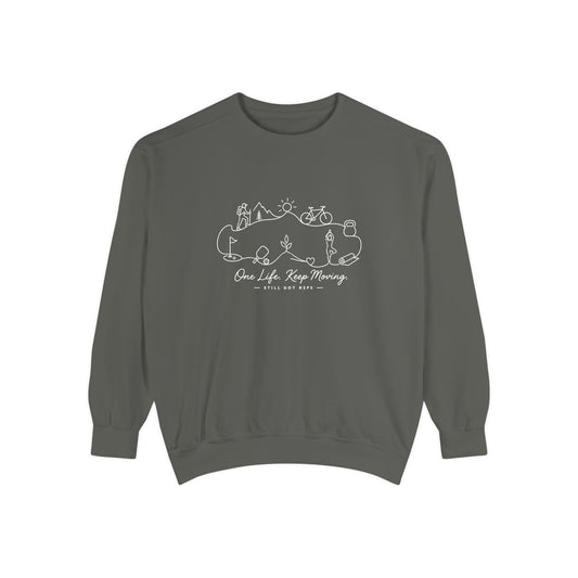 Inspirational Heritage Pullover | One Life Keep Moving Graphic Sweatshirt | Active Lifestyle Top