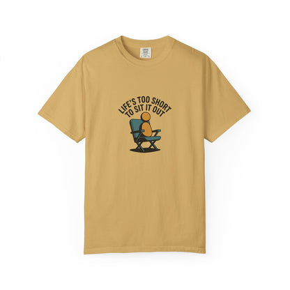T-Shirt - "Life's Too Short to Sit It Out" Rocking Chair Graphic Tee