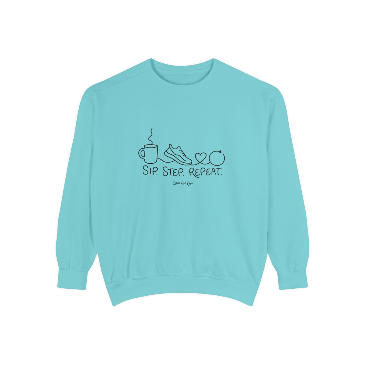 Lifestyle Wellness Pullover | Sip Step Repeat Graphic Sweatshirt | Daily Step Top