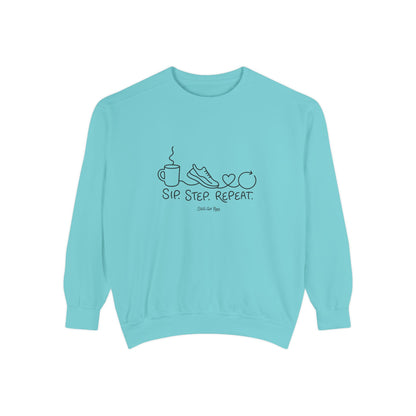 Lifestyle Wellness Pullover | Sip Step Repeat Graphic Sweatshirt | Daily Step Top