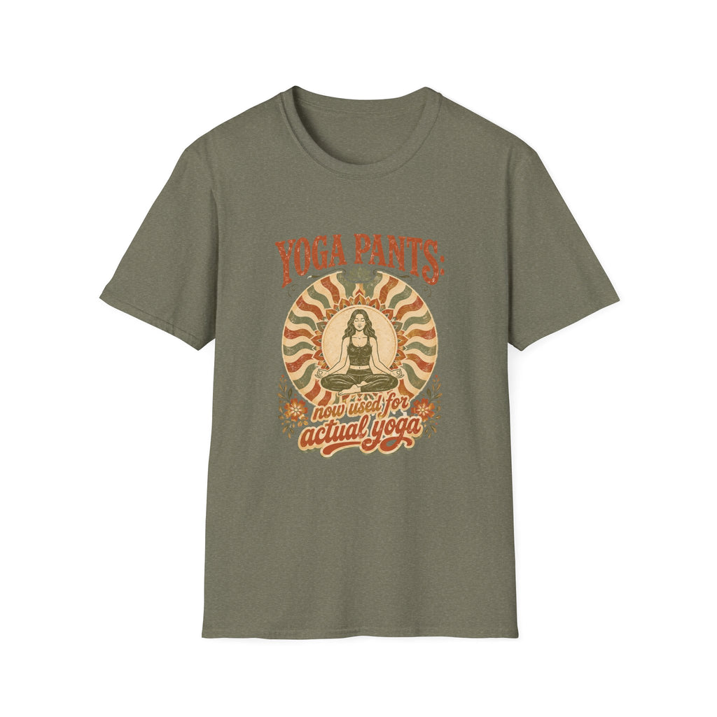T-Shirt — "Yoga Pants: Now with Actual Yoga" Retro Boho Yoga Tee
