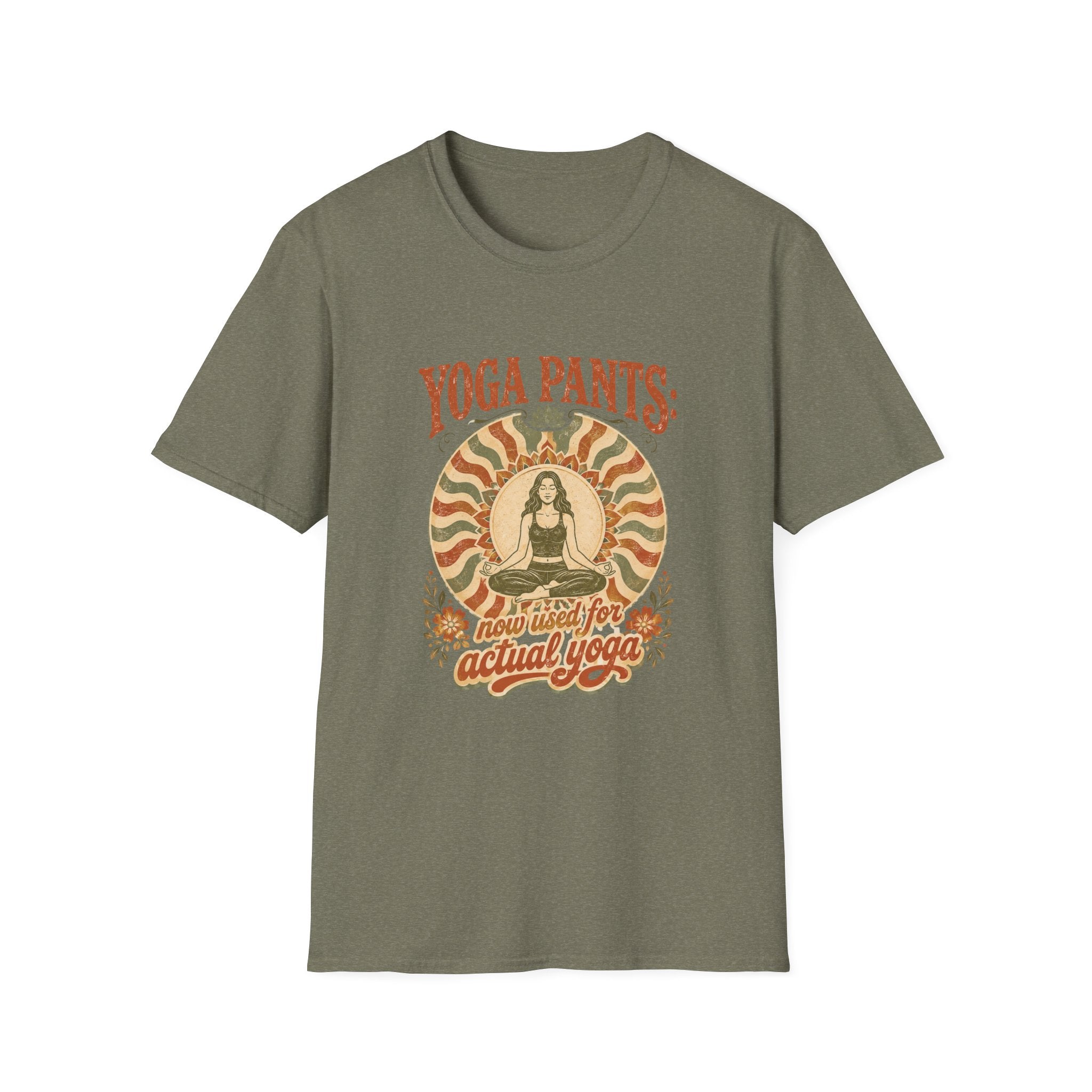 T-Shirt — "Yoga Pants: Now with Actual Yoga" Retro Boho Yoga Tee