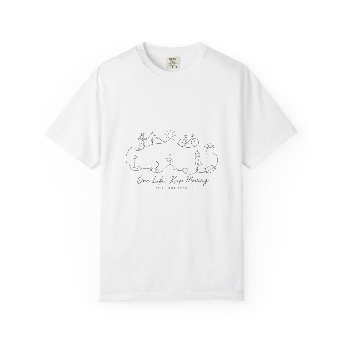 Adventure Line Art T‑Shirt — "One Life Keep Moving" Outdoor Minimalist Tee