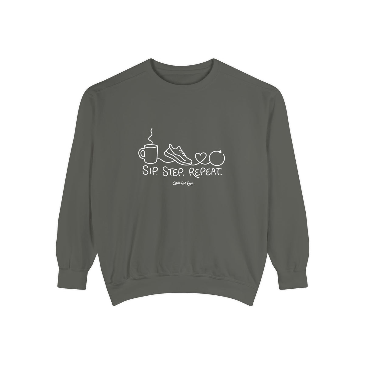 Lifestyle Wellness Pullover | Sip Step Repeat Graphic Sweatshirt | Daily Step Top