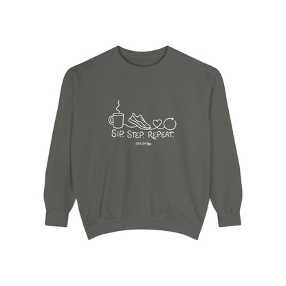 Lifestyle Wellness Pullover | Sip Step Repeat Graphic Sweatshirt | Daily Step Top