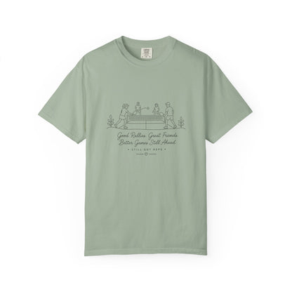 Adventure Series T-Shirt — Minimalist Pickleball Illustration "Good Rallies, Gread Friends Good Times Still Ahead" Graphic Tee