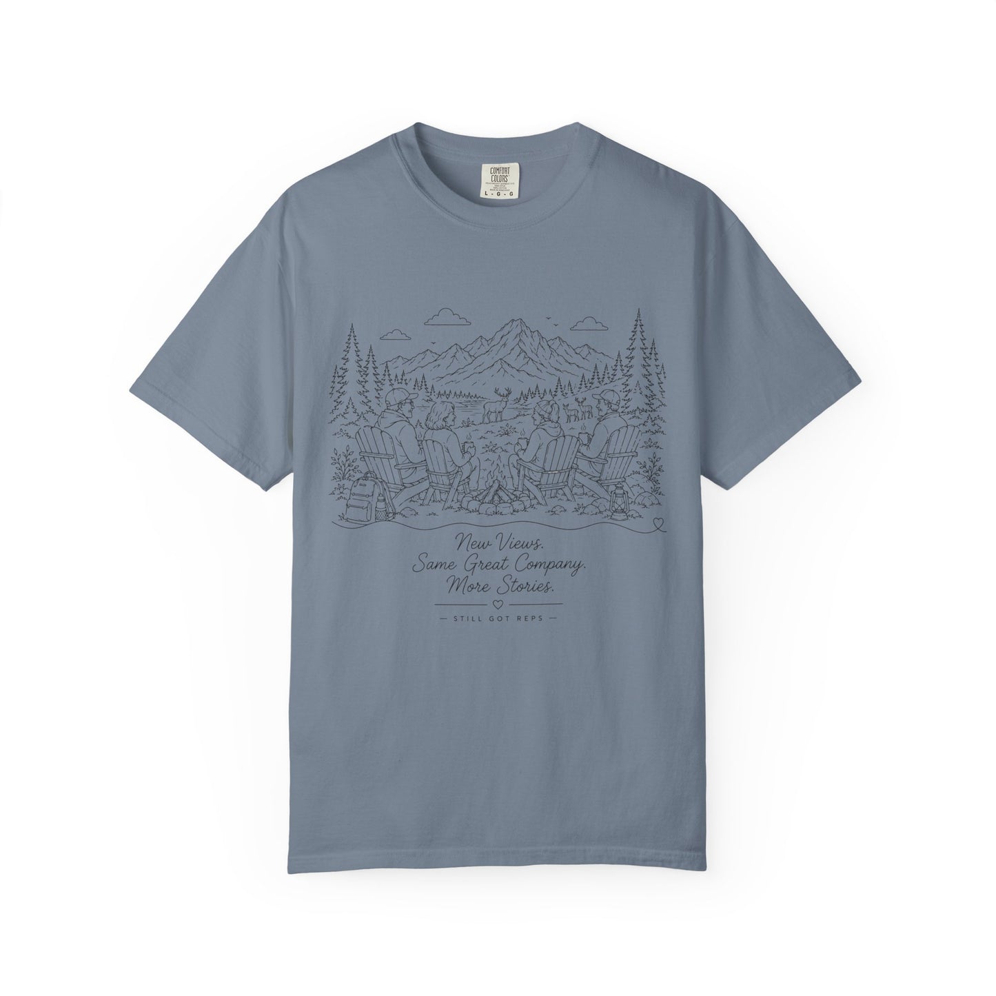 Camping Landscape T-Shirt — Scenic Mountain Campsite Graphic Tee
