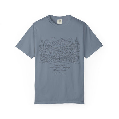 Camping Landscape T-Shirt — Scenic Mountain Campsite Graphic Tee