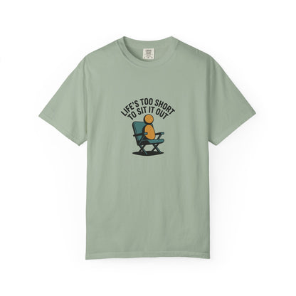 T-Shirt - "Life's Too Short to Sit It Out" Rocking Chair Graphic Tee
