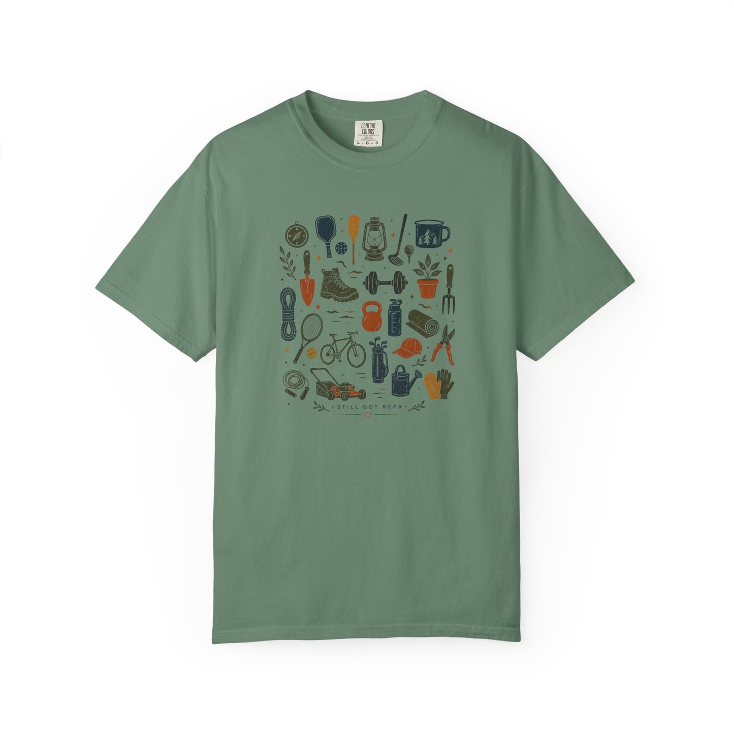 Camping Gear Icons T-Shirt — Outdoor Essentials Illustrated Tee