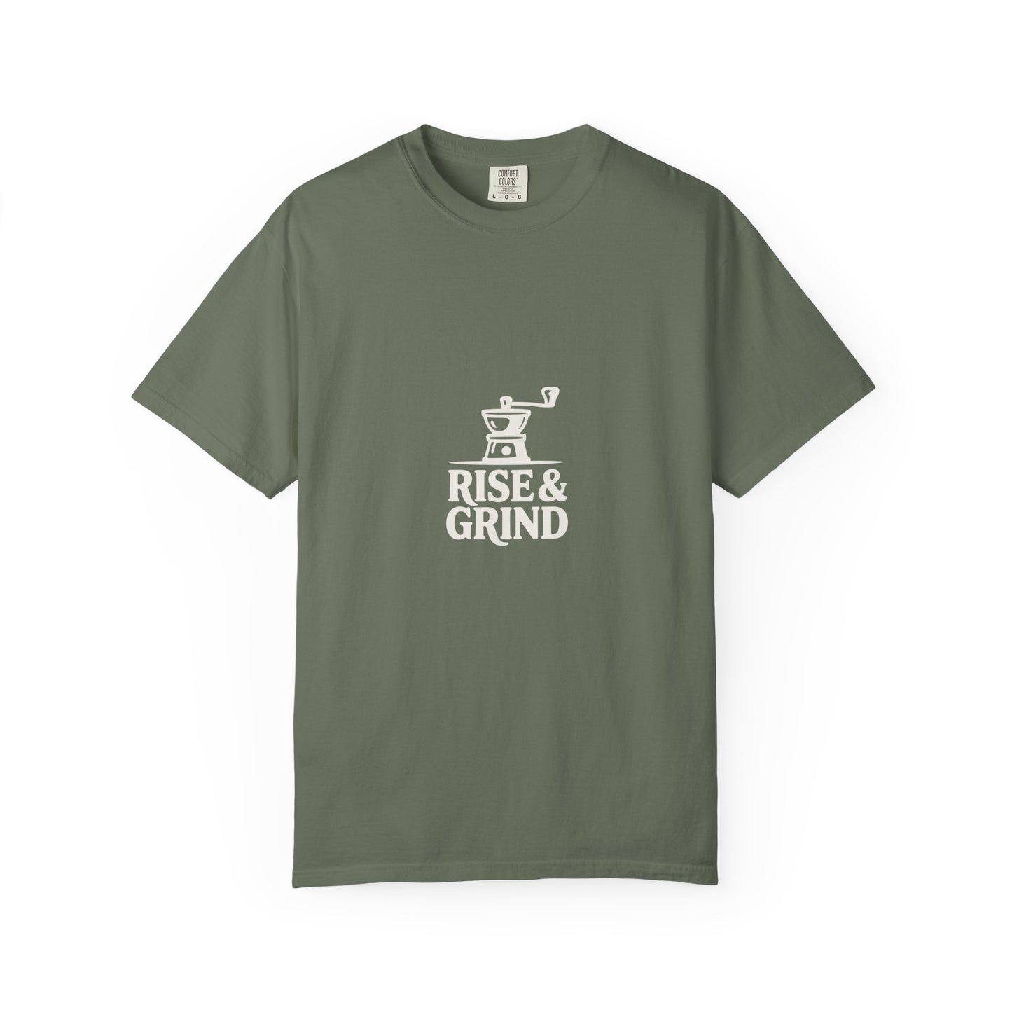 Rise & Grind T-Shirt — Coffee Grinder Graphic Tee