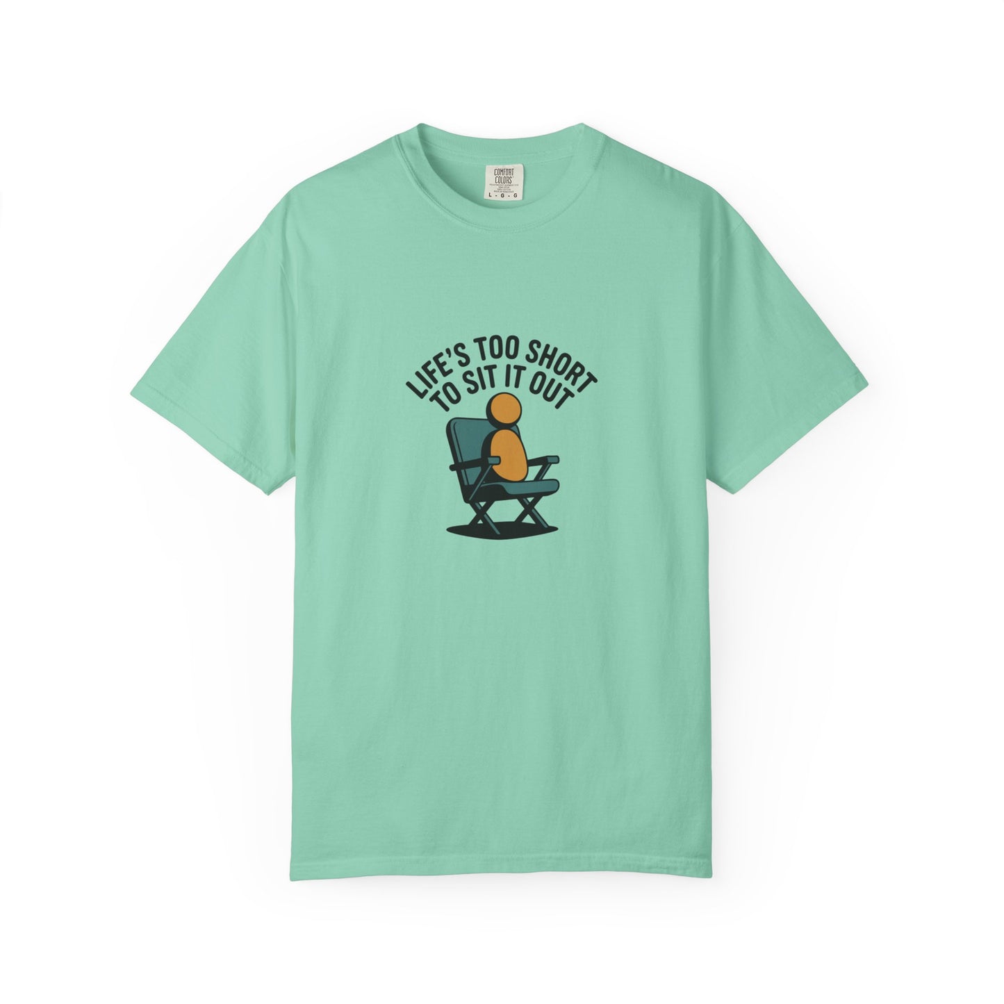 T-Shirt - "Life's Too Short to Sit It Out" Rocking Chair Graphic Tee