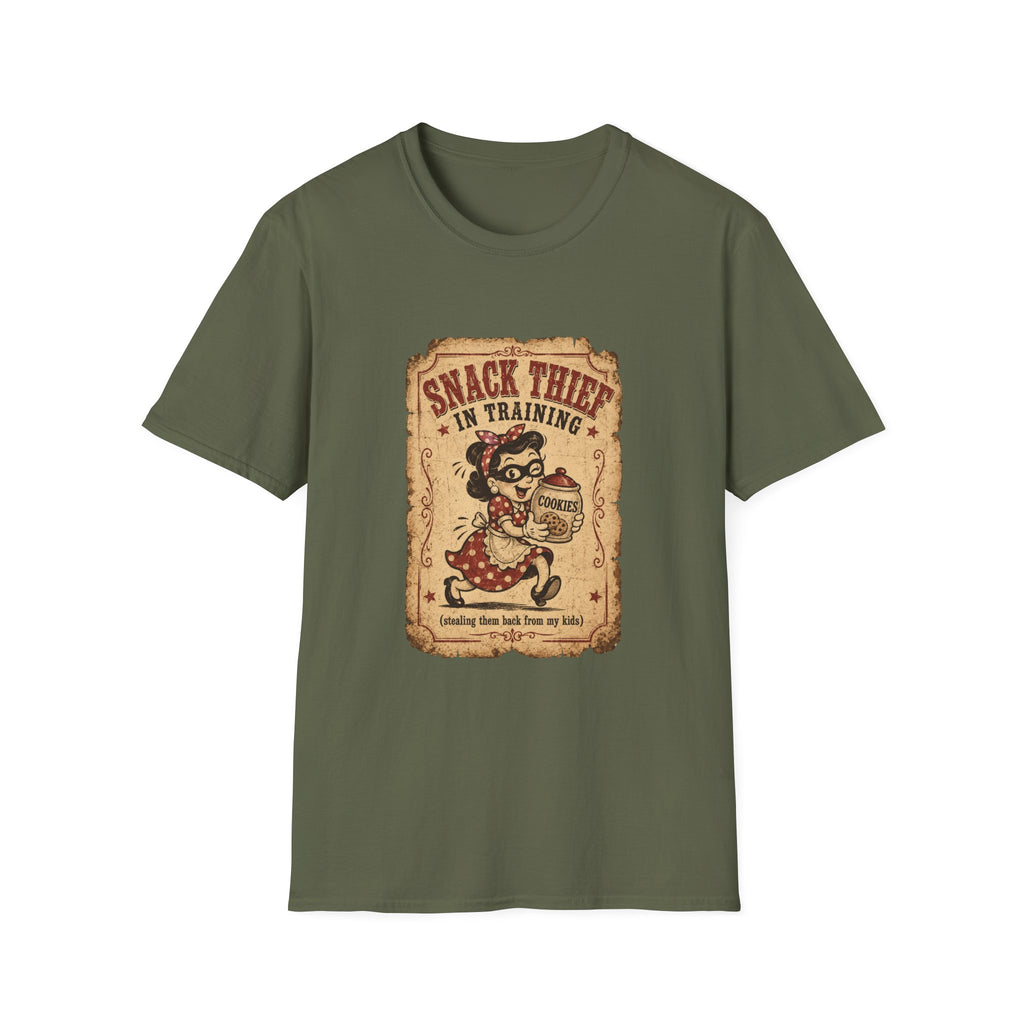 Snack Thief T-Shirt — Funny Retro Cookie Lover Tee ("Snack Thief in Training")