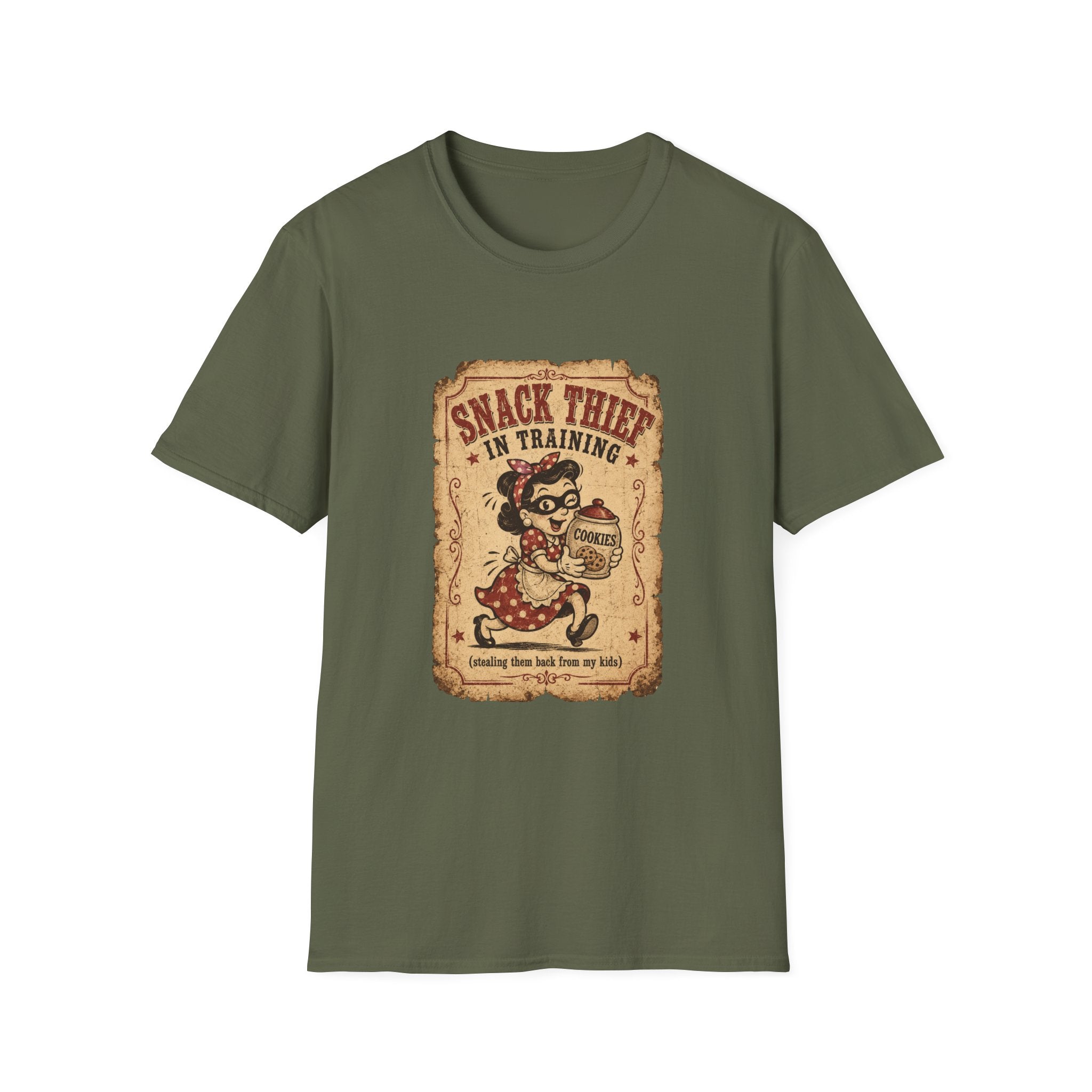 Snack Thief T-Shirt — Funny Retro Cookie Lover Tee ("Snack Thief in Training")