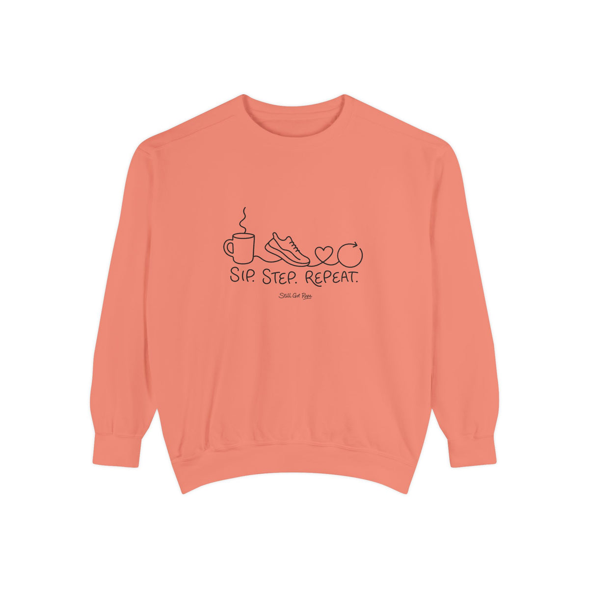 Lifestyle Wellness Pullover | Sip Step Repeat Graphic Sweatshirt | Daily Step Top