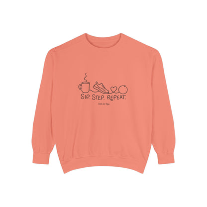Lifestyle Wellness Pullover | Sip Step Repeat Graphic Sweatshirt | Daily Step Top