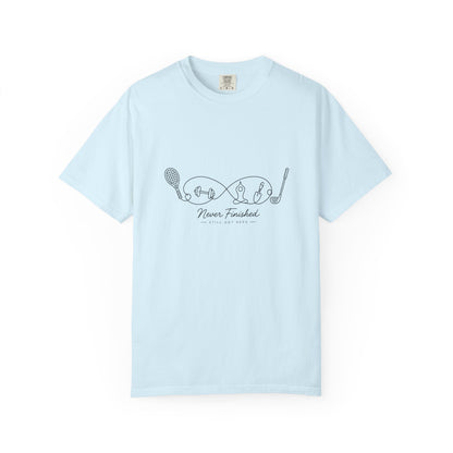 Adventure Series, Tennis Infinity Graphic T-Shirt — "Never Finished" Casual Tee