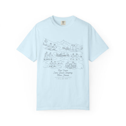 Adventure Map T-Shirt — Minimal Hand-Drawn Wilderness Graphic