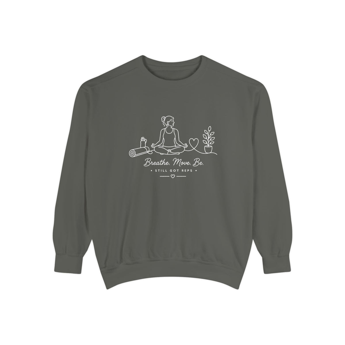 Mindful Living Pullover | Breathe Move Be Graphic Sweatshirt | Active Lifestyle Top