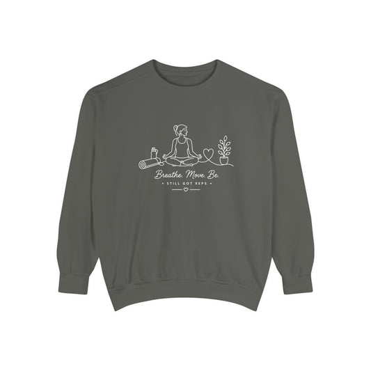 Mindful Living Pullover | Breathe Move Be Graphic Sweatshirt | Active Lifestyle Top