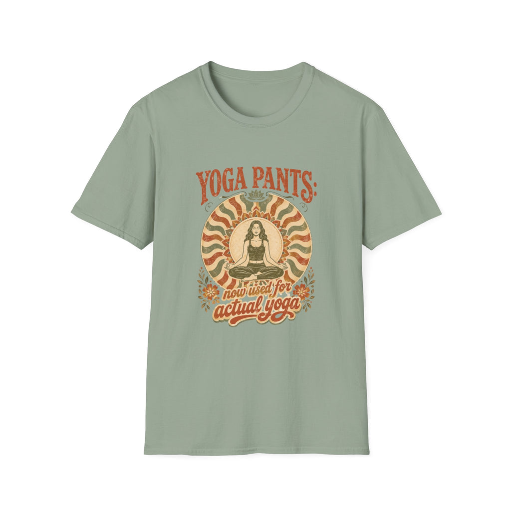 T-Shirt — "Yoga Pants: Now with Actual Yoga" Retro Boho Yoga Tee
