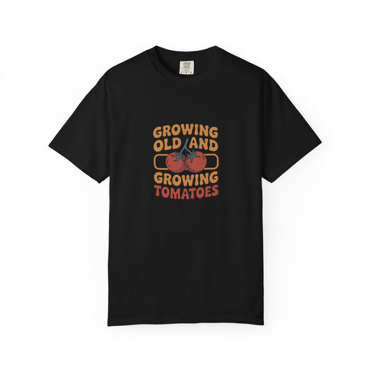 Growing Old and Growing Tomatoes T-Shirt — Vintage Gardeners Tee