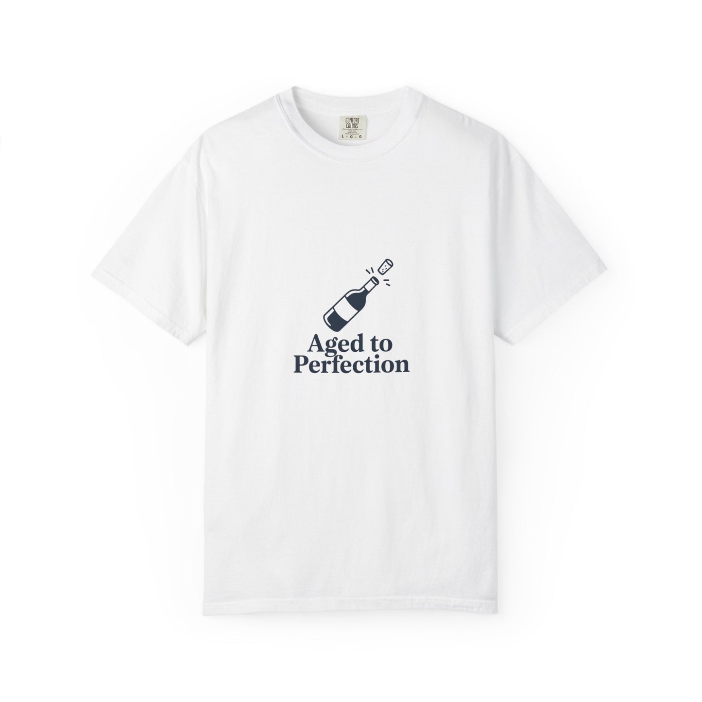 T-Shirt — "Aged to Perfection" Champagne Bottle Graphic