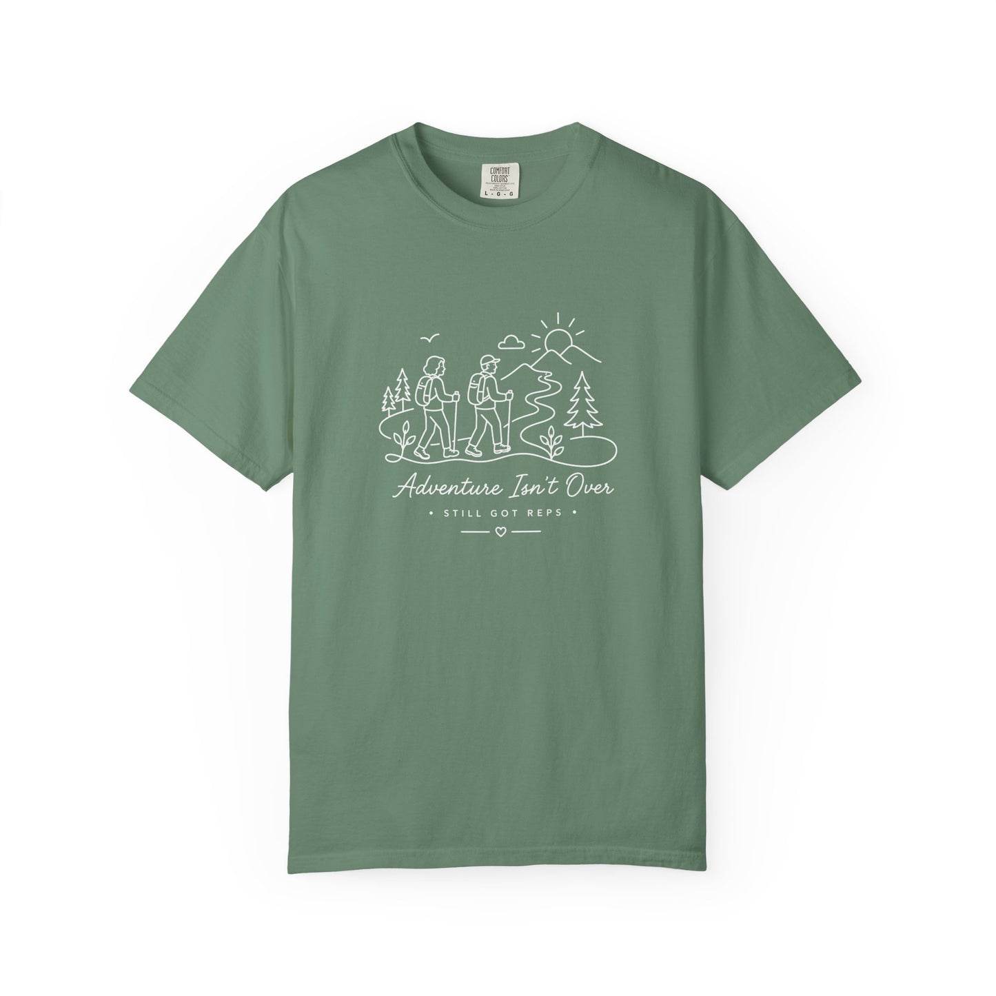 Adventure Series, "Adventure Isn’t Over T-shirt' — Minimal Hiking Outdoor Graphic Tee
